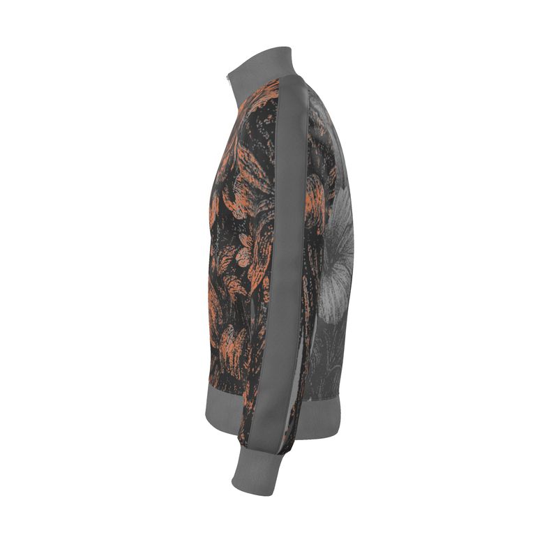 Tracksuit Jacket in Dripping Flowers Gray Coral