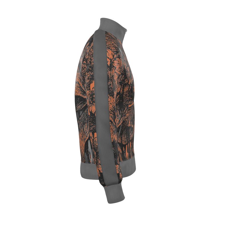 Tracksuit Jacket in Dripping Flowers Gray Coral