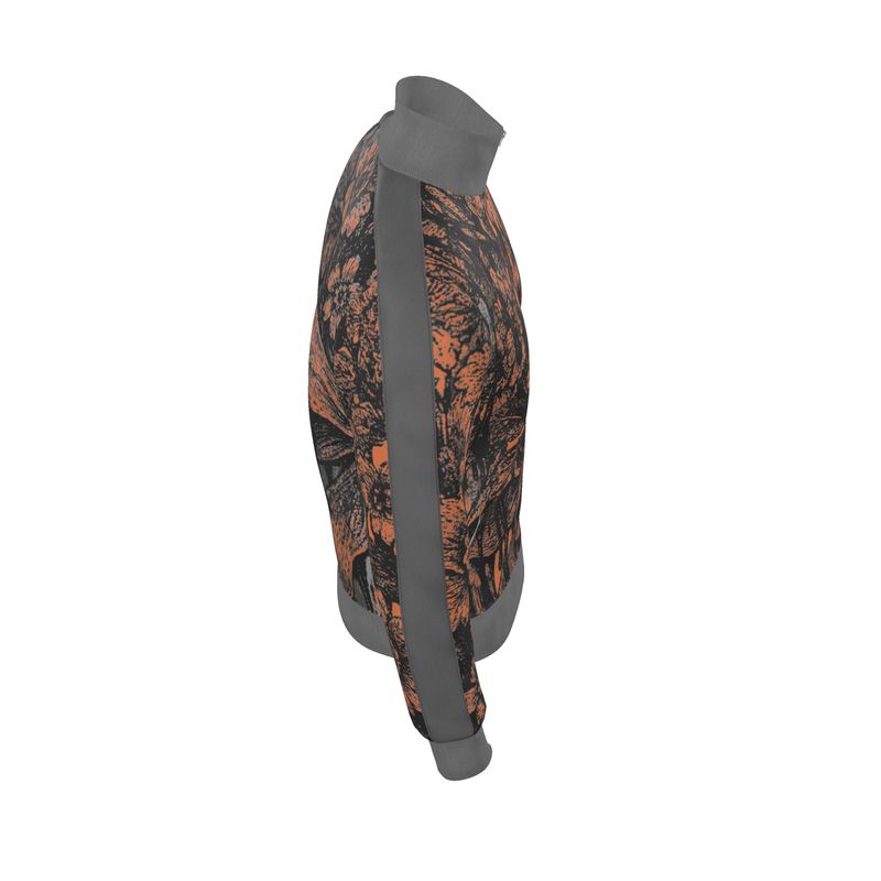 Tracksuit Jacket in Dripping Flowers Gray Coral