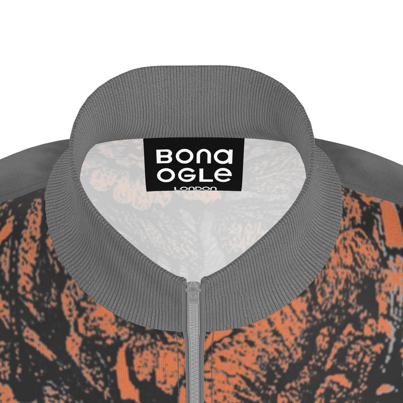 Tracksuit Jacket in Dripping Flowers Gray Coral