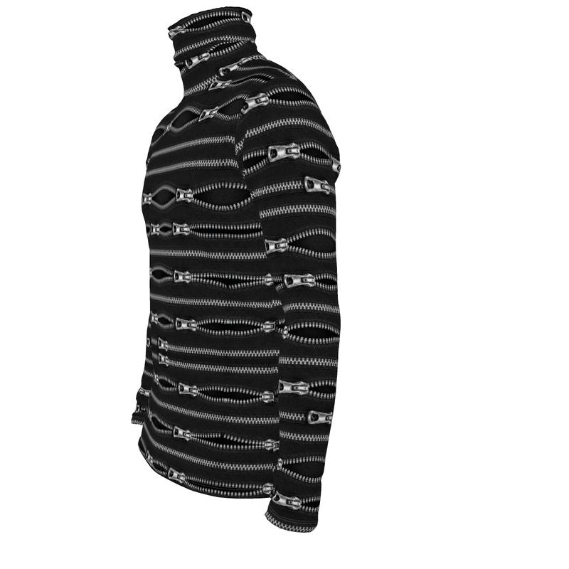 Roll Neck Co-ord Set in Zippers - Slim Fit Roll Neck in Zippers