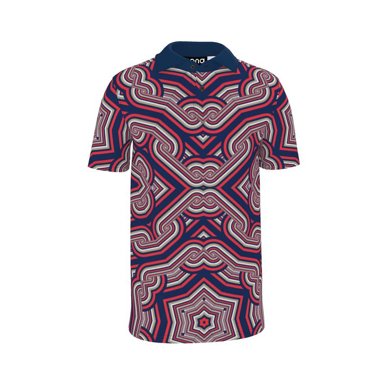 Men's Polo Shirt in Geo Chains Blue
