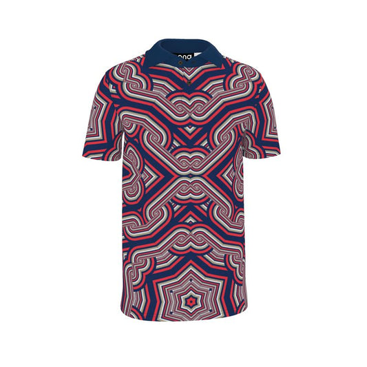 Men's Polo Shirt in Geo Chains Blue