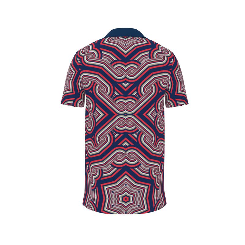Men's Polo Shirt in Geo Chains Blue