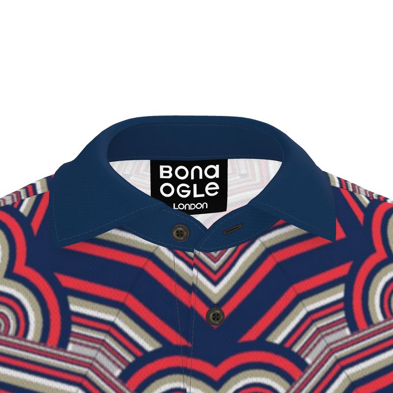 Men's Polo Shirt in Geo Chains Blue