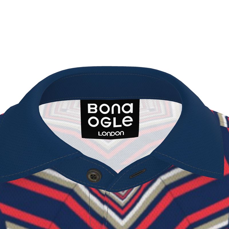 Men's Polo Shirt in Geo Chains Blue