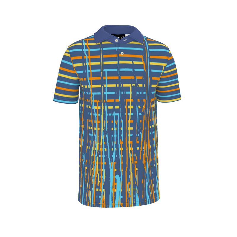 Three Piece Co-ord Set in Dripping Stripes Vivid - Polo Shirt in Dripping Stripes Vivid