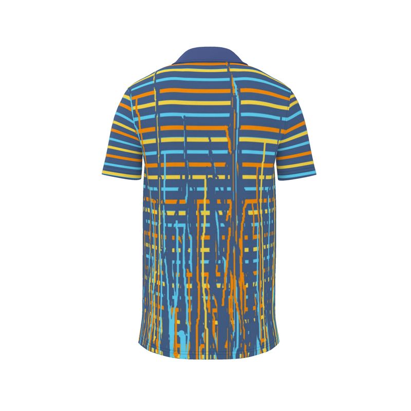 Three Piece Co-ord Set in Dripping Stripes Vivid - Polo Shirt in Dripping Stripes Vivid back