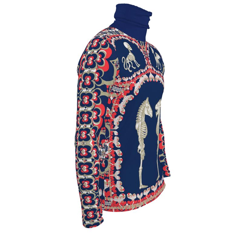 Slim Fit Roll Neck in Bona Bones Blue