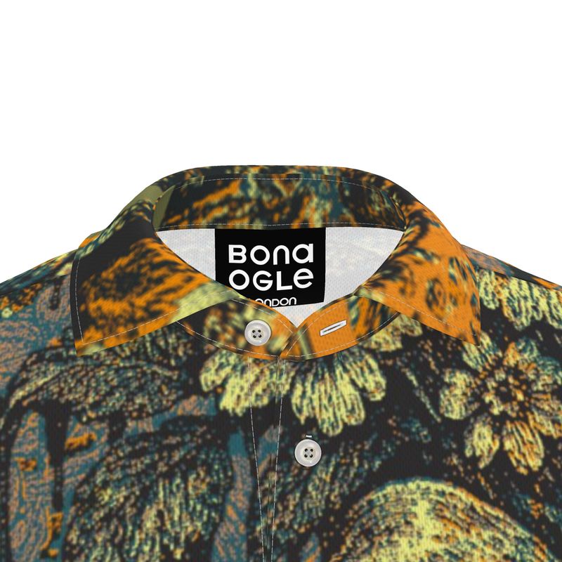 Polo Shirt in Dripping Flowers Orange