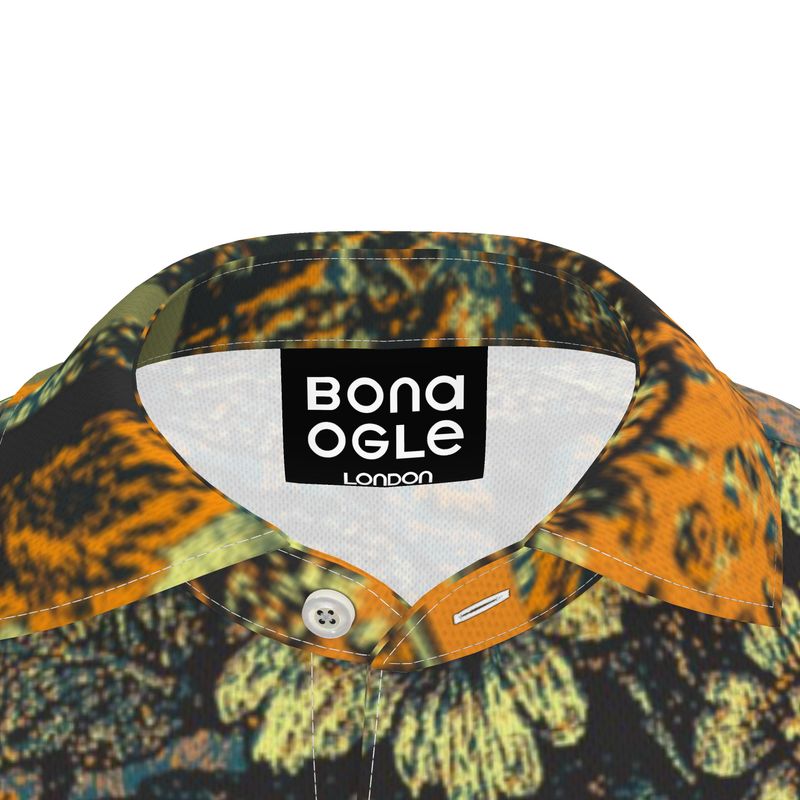 Polo Shirt in Dripping Flowers Orange