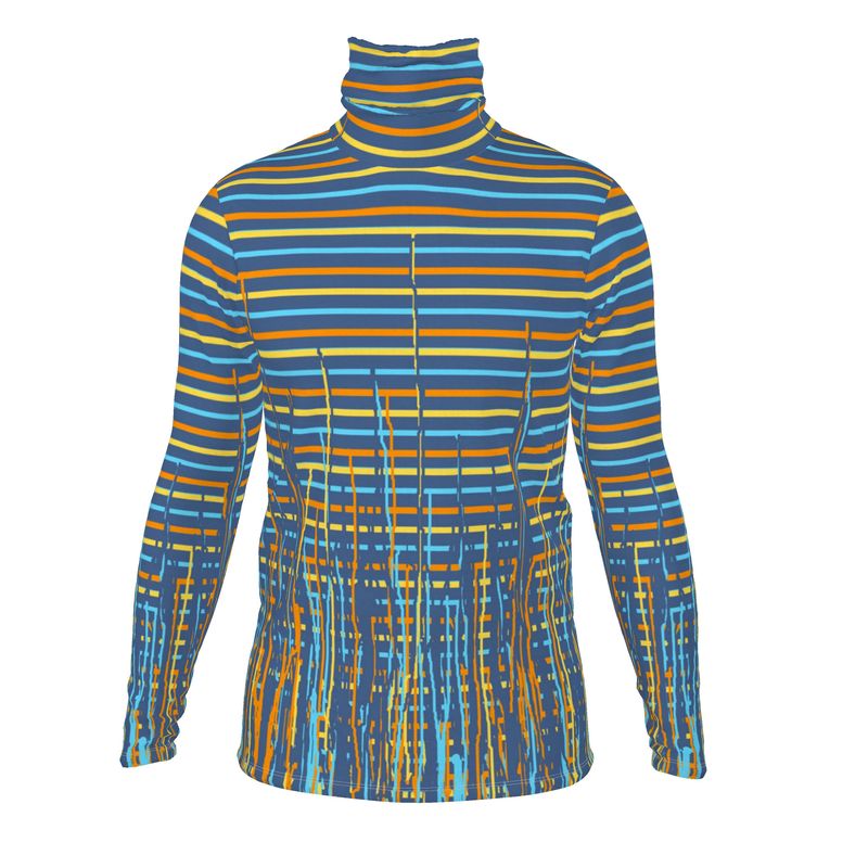 Three Piece Co-ord Set in Dripping Stripes Vivid - Slim Fit Roll Neck in Dripping Stripes Vivid