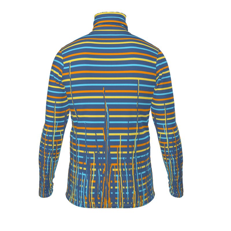 Slim Fit Roll Neck in Dripping Stripes Vivid