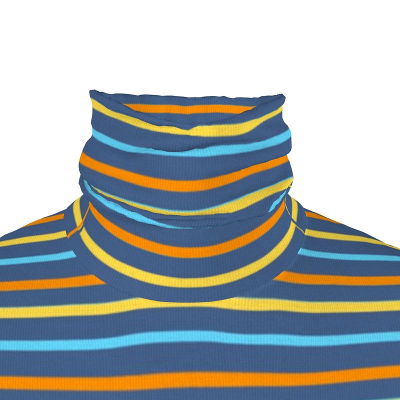 Slim Fit Roll Neck in Dripping Stripes Vivid