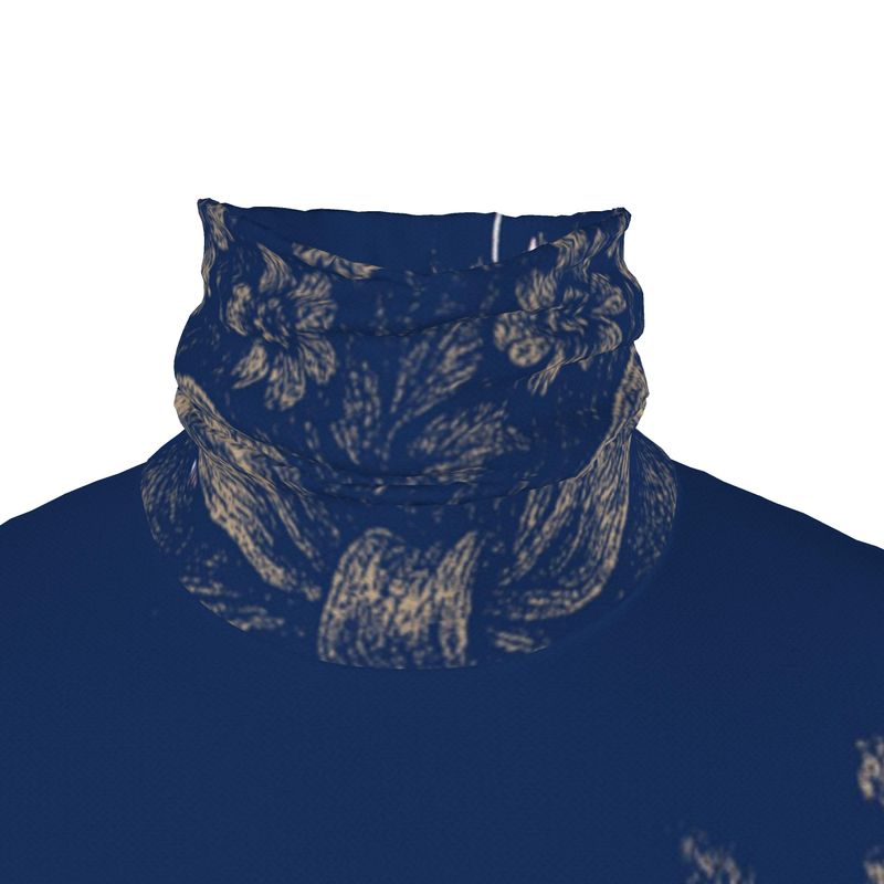 Slim Fit Roll Neck in Dripping Flowers Blue