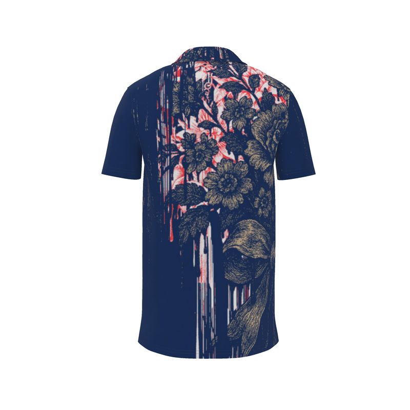 Polo Shirt in Dripping Flowers Blue