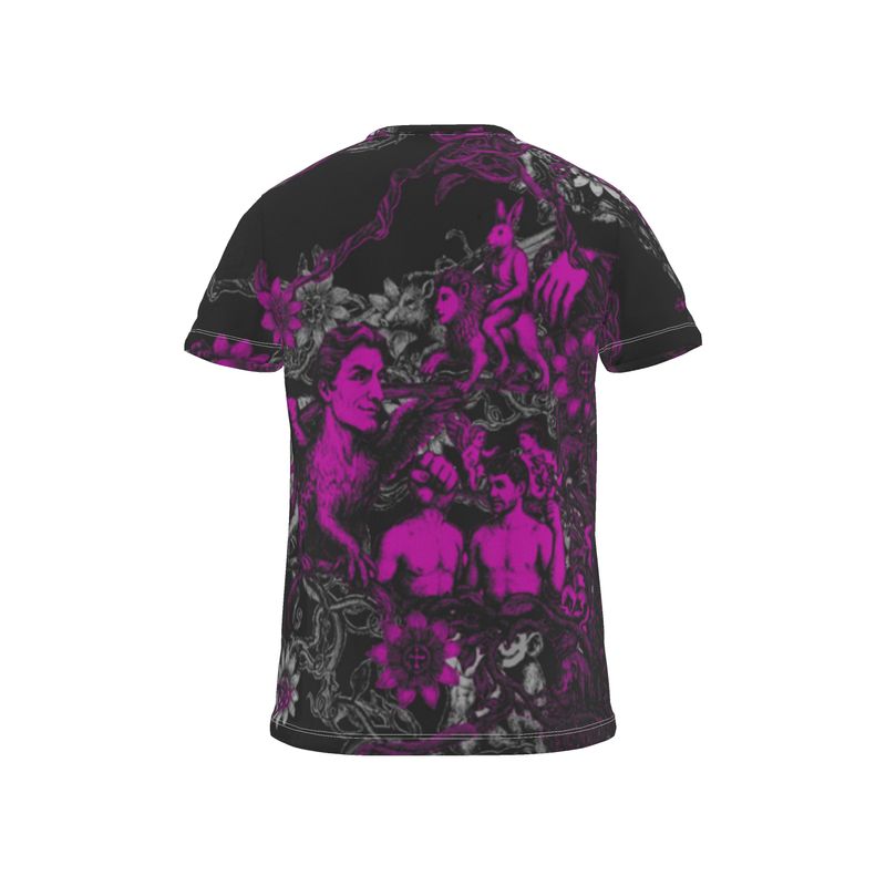 All Over Print T Shirt in Toiles Des Bosch Fuchsia Carbon