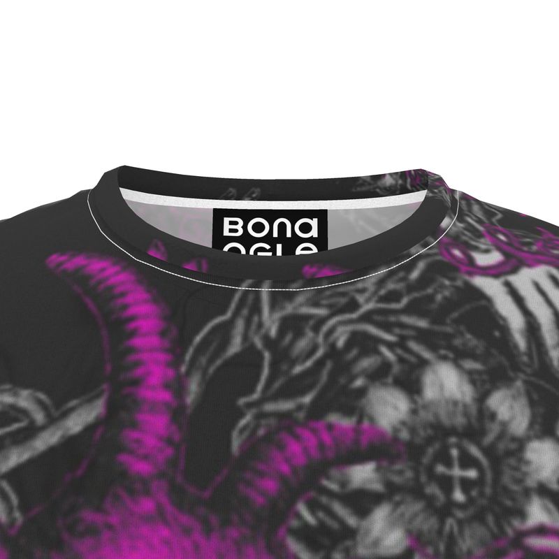 All Over Print T Shirt in Toiles Des Bosch Fuchsia Carbon