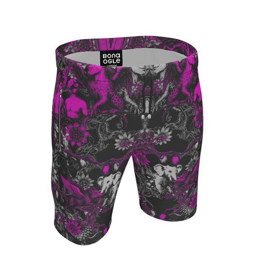 Sweat Shorts in Toiles Des Bosch Fuchsia  Carbon