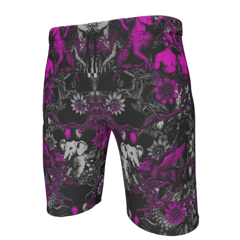 Sweat Shorts in Toiles Des Bosch Fuchsia  Carbon