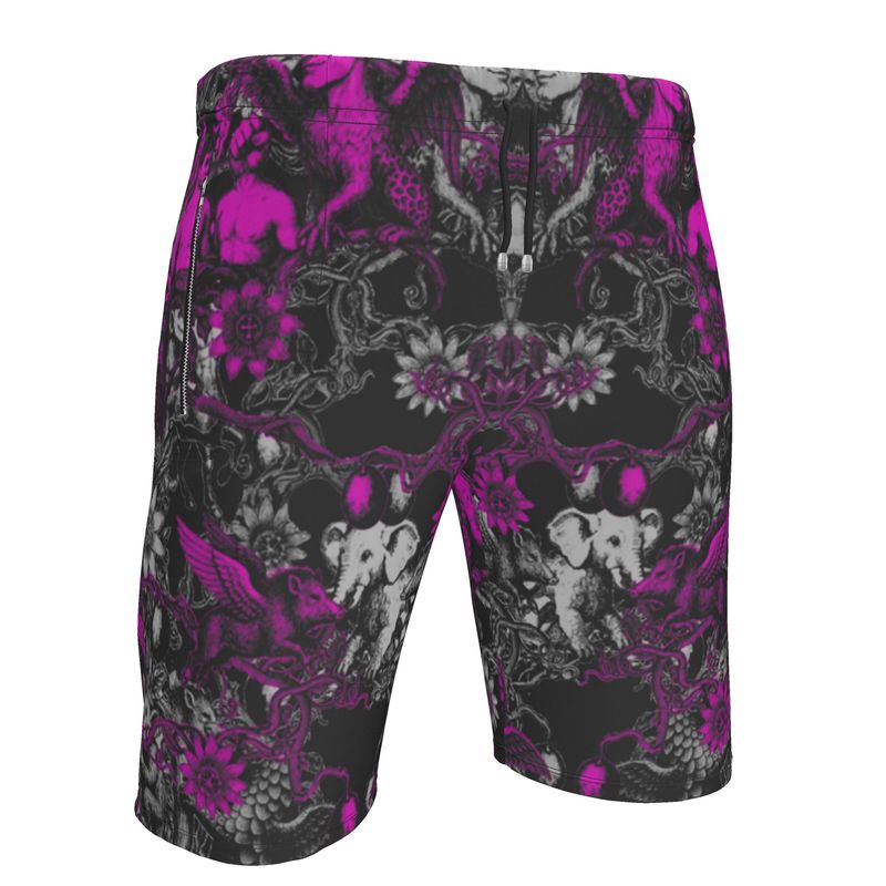 Sweat Shorts in Toiles Des Bosch Fuchsia  Carbon