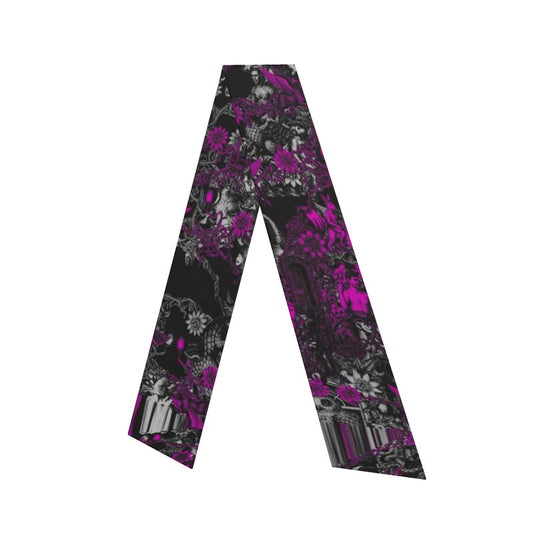 Silk twill Scarf in Toiles Des Bosch Fuschia Carbon