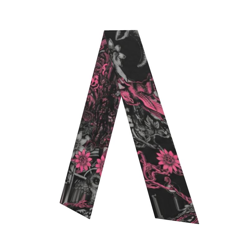 Silk twill Scarf in Toiles Des Bosch Fuschia Carbon