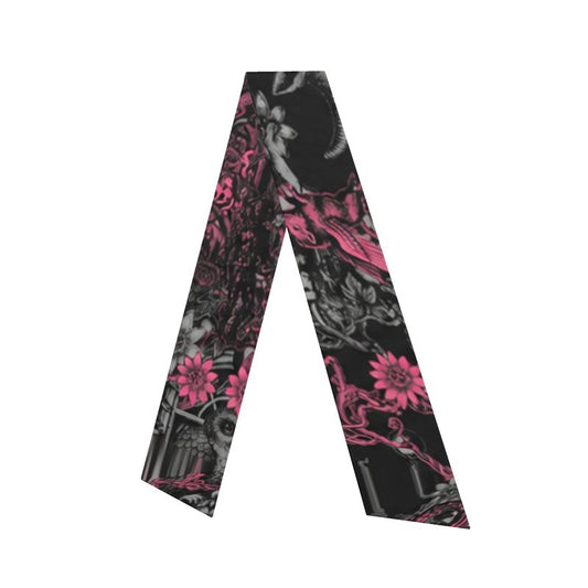 Silk twill Scarf in Toiles Des Bosch Fuschia Carbon