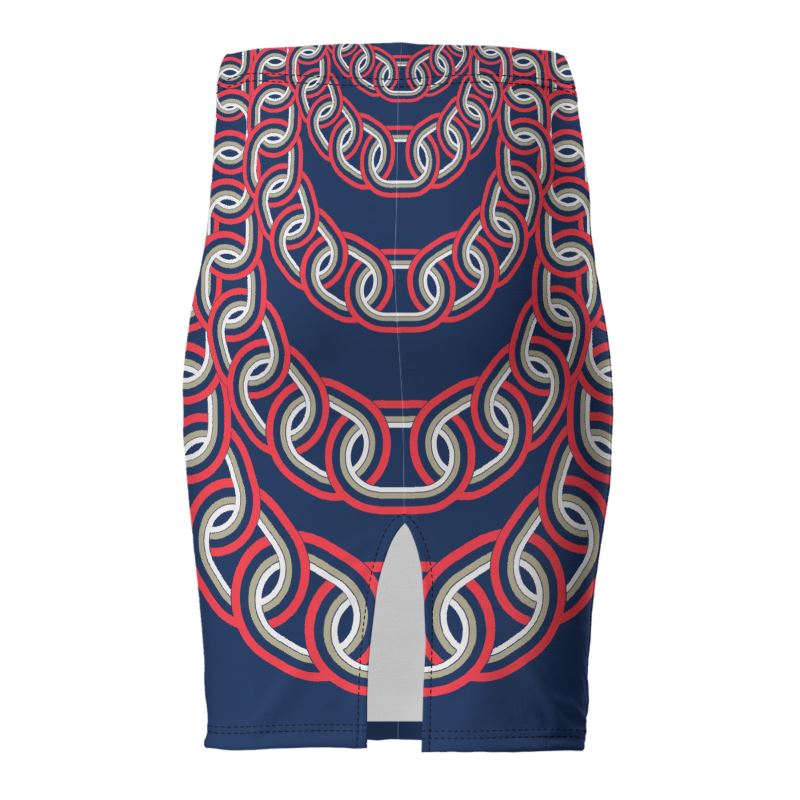 Pencil Skirt in Graduating Chains  Blue