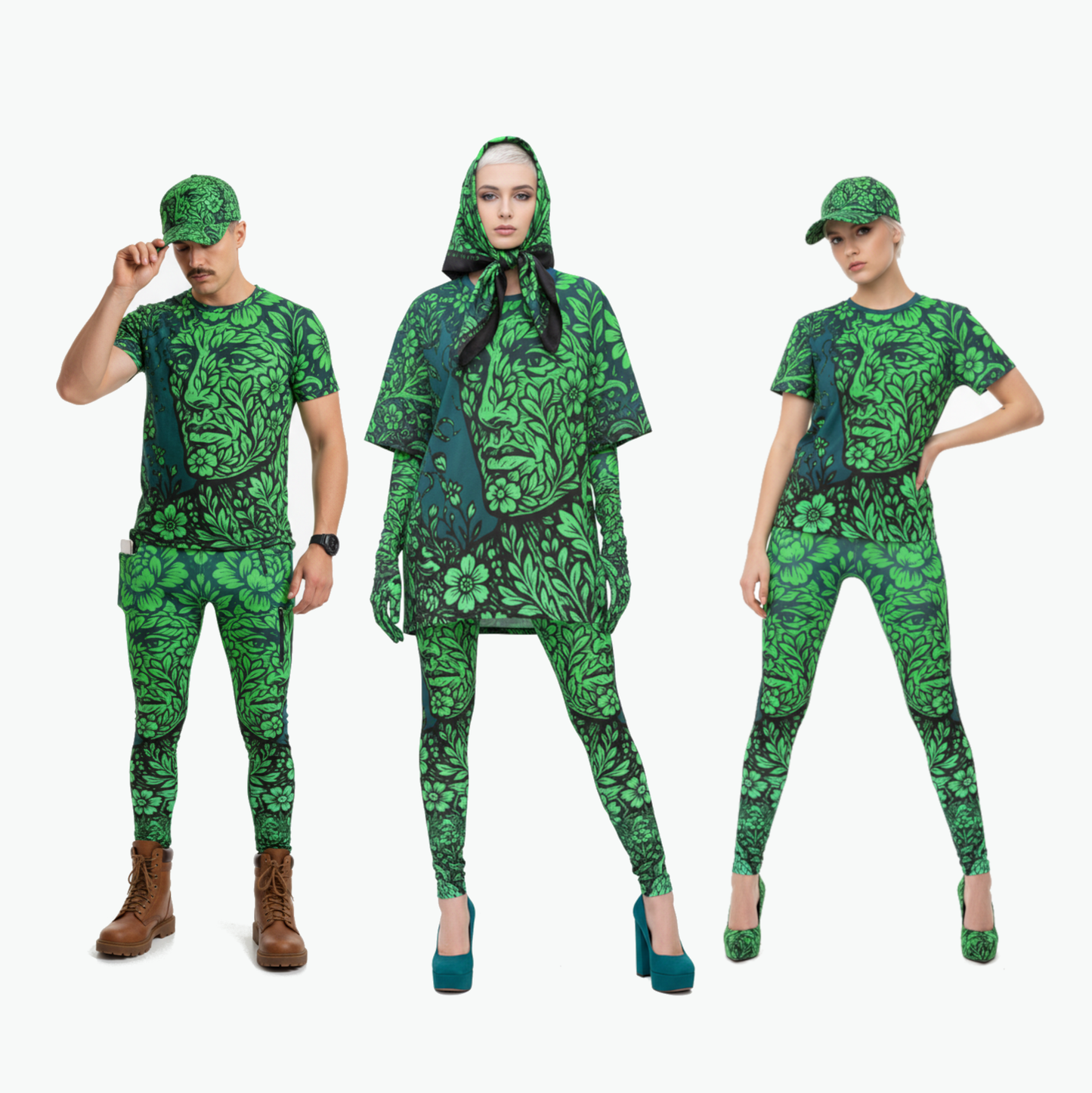 All Over Print T Shirt in Floral Face night garden