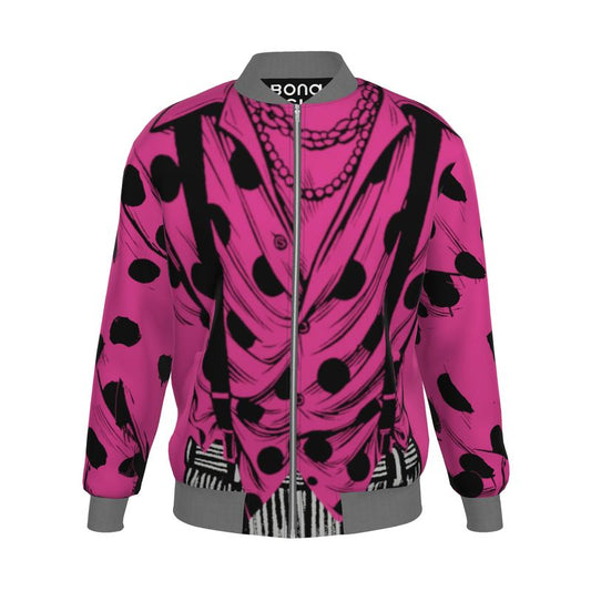 Bomber Jacket in Trompe L'oeil Fuchsia Carbon Grey