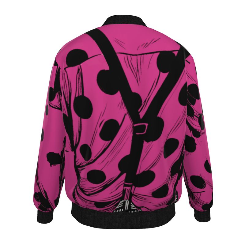 Mens Bomber Jacket in Trompe L'oeil Fuchsia Carbon Grey