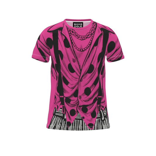 All Over Print T Shirt in Trompe L'oeilFuchsia Carbon.