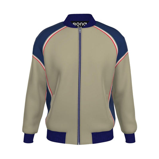 Bomber Jacket  in Contours Blue Beige