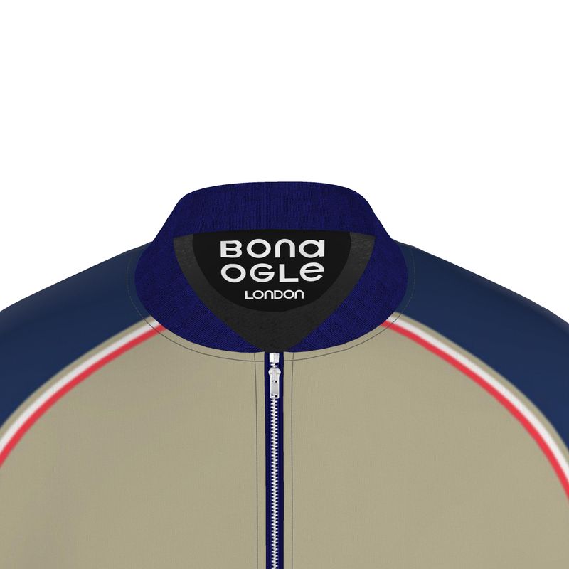 Bomber Jacket  in Contours Blue Beige