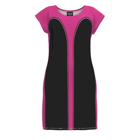 Tunic T Shirt Dress in  Contours Fuchsia Carbon
