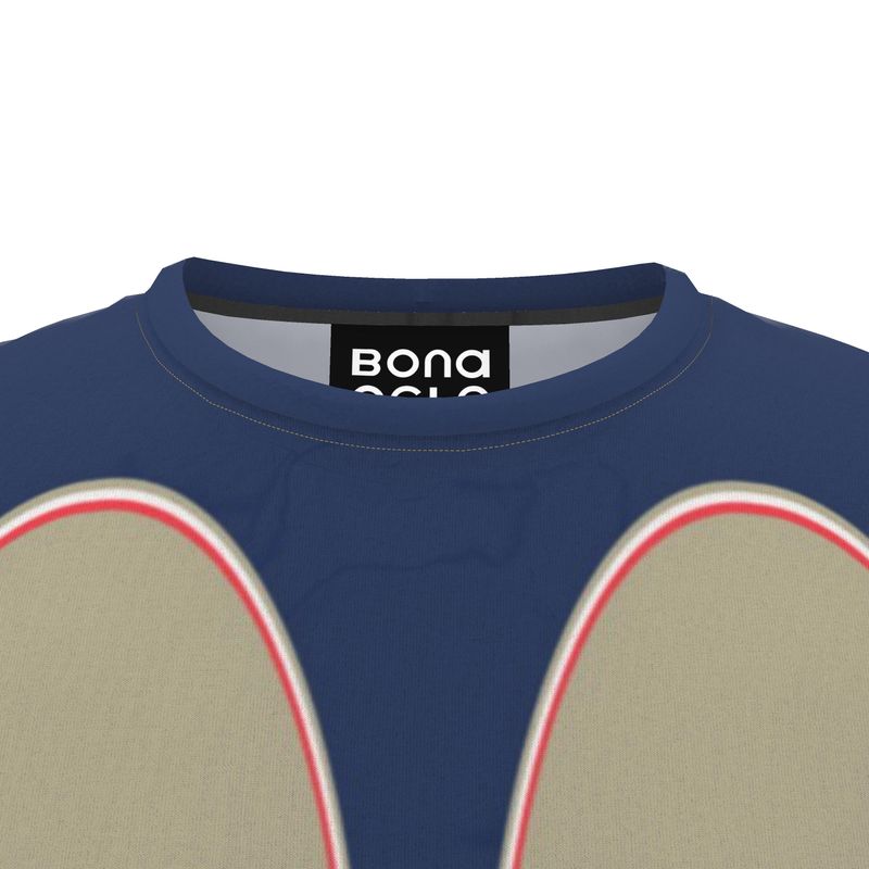All Over Print T Shirt in Contours Blue Beige