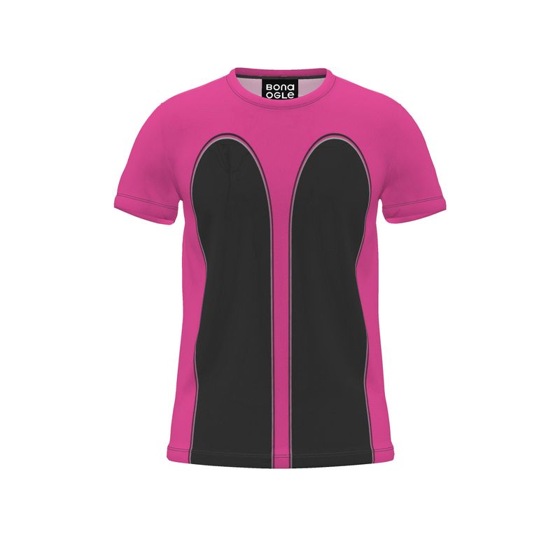 All Over Print T Shirt in Contours Fuchsia Carbon