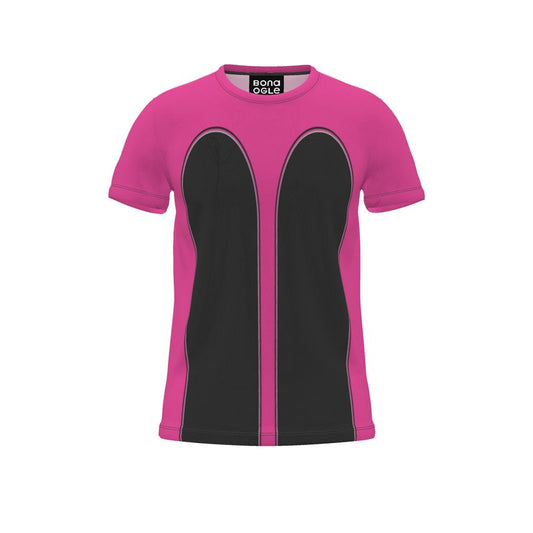 All Over Print T Shirt in Contours Fuchsia Carbon