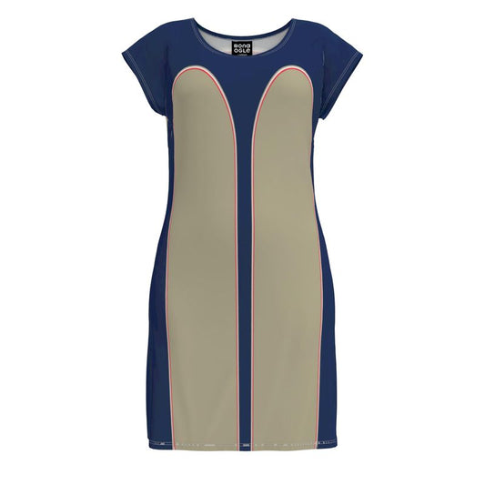 Tunic T Shirt Dress in  Contours Blue Beige