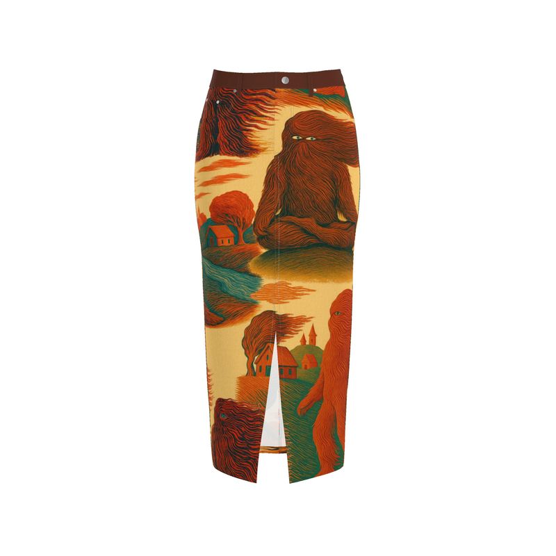 Denim Maxi Skirt in Tempest Landscape