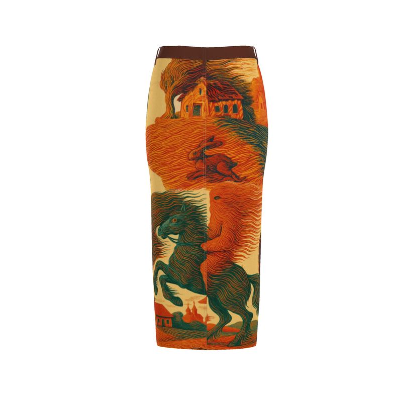 Denim Maxi Skirt in Tempest Landscape