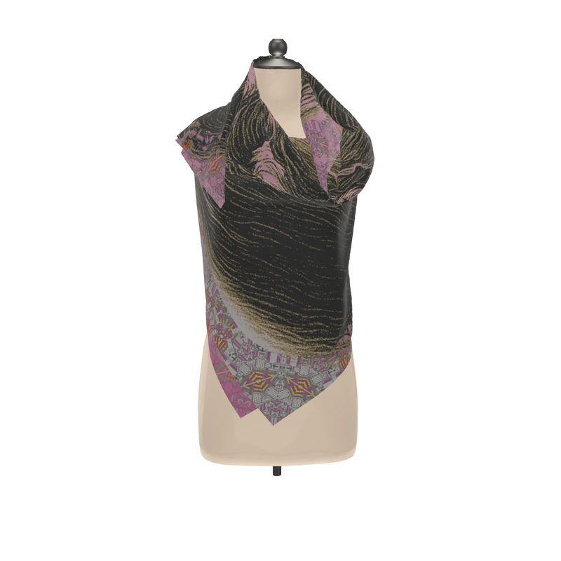 Shawl 100% silk Satin in Tempest Sea