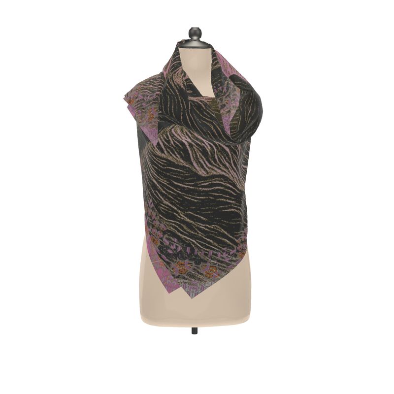 Shawl 100% Silk Satin in Tempest Valley Golden Sunset