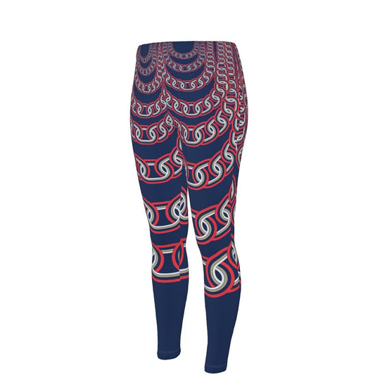 High Waisted Leggings in Graduating Chains Blue