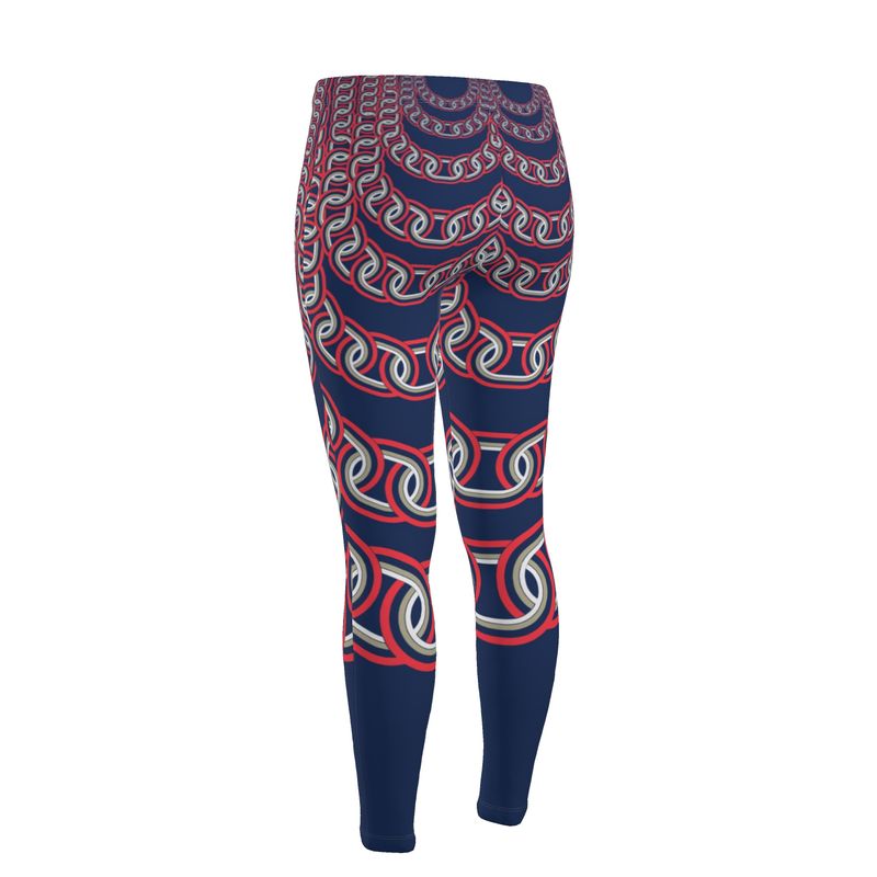 High Waisted Leggings in Graduating Chains Blue
