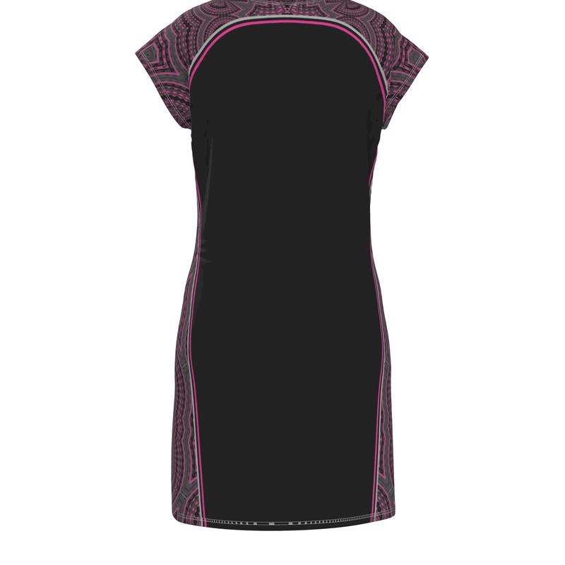 Tunic T Shirt Dress in  Contours pattern  Fuchsia Carbon