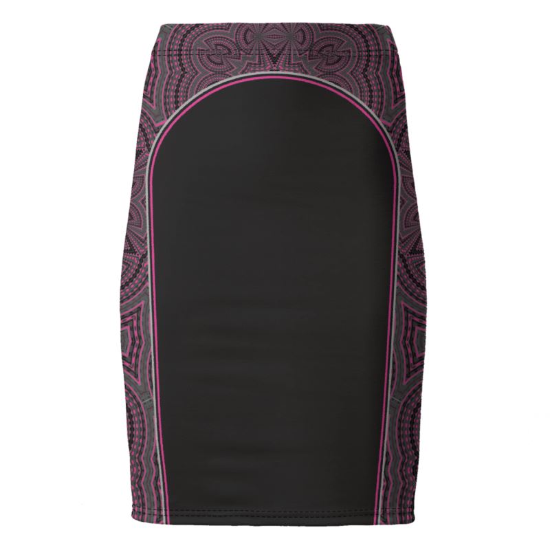 Pencil Skirt in Contours Pattern Fuchsia Carbon