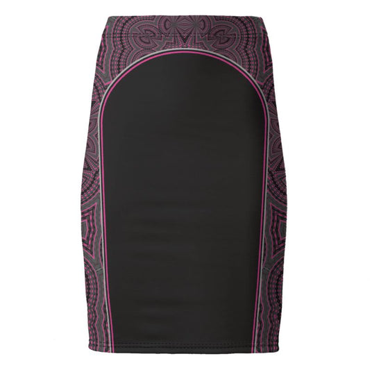 Pencil Skirt in Contours Pattern Fuchsia Carbon
