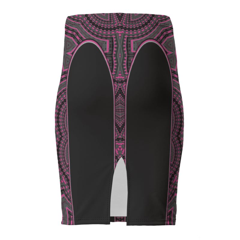 Pencil Skirt in Contours Pattern Fuchsia Carbon